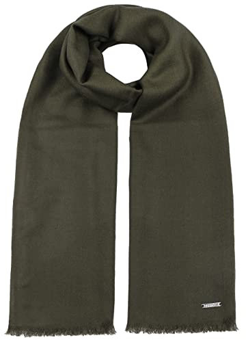 Stetson Lindo Schal - Einfarbiger Schal aus 100% Wolle - Eleganter Wollschal für Herren - Unifarben mit Markenemblem - Winter/Herbst oliv One Size