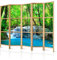murando - Paravent Innen Raumteiler Holz Landschaft Wasserfall 225x172 cm 5-teilig Japanische Trennwand Raumtrenner Room Divider Mobiler Sichtschutz Spanische Wand Raum Abtrennung Wald c-B-10009-z-a