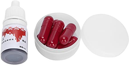 Sangue Finto, Sangue Finto Lavabile, Capsule di sangue finto, capsula di sangue finto sangue rosso incredibilmente brillante Fake Blood Trucco Halloween per Halloween