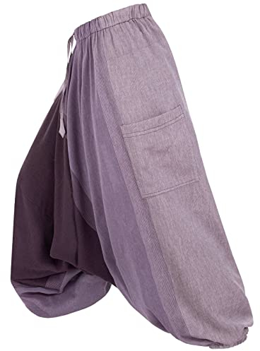 Kunst und Magie Unisex Haremshose OneSize mehrfahrbig Hippie Goa Fair, Größe:One Size, Farbe:Grau/Lila