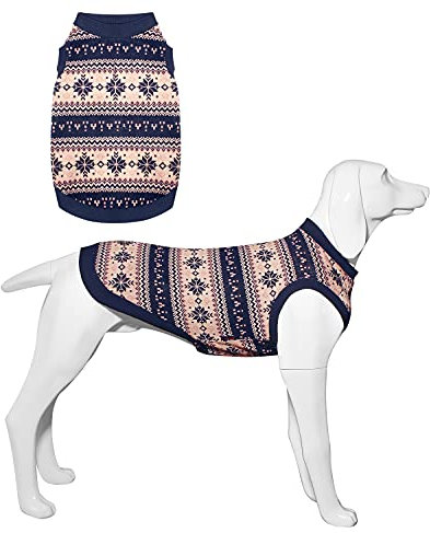 Hundepullover, Haustier-Strickweste mit Klassische Schneeflocke-Muster und Leinenloch, Hundekleidung für Große, Mittel und Kleine Hunde, Jungen und Mädchen,M