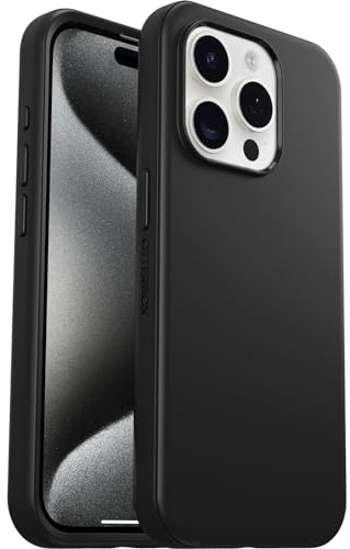 OtterBox Symmetry für MagSafe Hülle für iPhone 15 Pro, stoßfest, sturzsicher, schützende dünne Hülle, 3X getestet nach Militärstandard, Schwarz, Keine Einzelhandelsverpackung