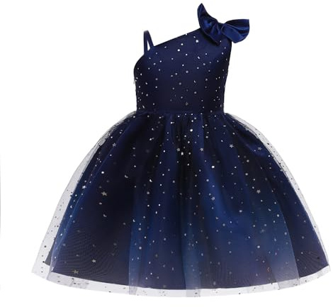 Cichic Robe de fête pour filles - Robes de princesse pour anniversaire, demoiselle d'honneur, mariage, occasion de mariage - 2 à 12 ans, 03 Bleu, 3-4 ans