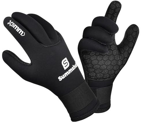 Summshall Guantes de Neopreno 5mm Térmicos Guantes Buceo Antideslizantes Guantes Neopreno Hombre Mujer Guantes de Pesca Surf Kayak Submarina Esnórquel