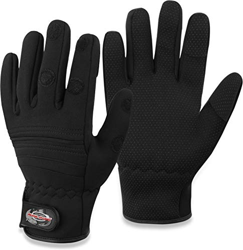 normani Anglerhandschuhe aus 3mm Titanium Neopren mit umklappbaren Fingerkuppen und rutschfesten Handinnenflächen - Wasser -und Winddicht (S-4XL) Farbe Schwarz Größe L