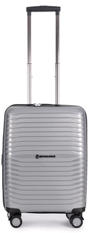 Stratic Bright+ Hartschalen-Koffer Trolley Handgepäck Koffer klein Reisekoffer, wasserabweisend, 4 Rollen, erweiterbar, TSA-Schloss (Größe S, Silver)