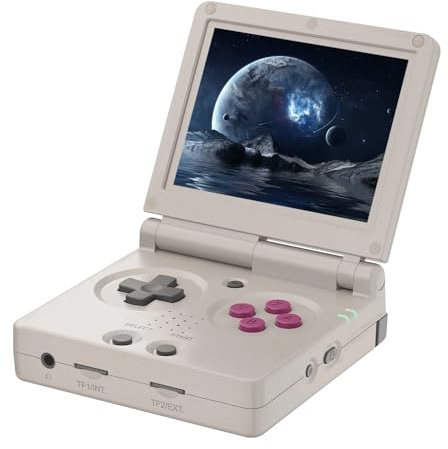 RG35XXSP Console di gioco a conchiglia portatile con scheda TF integrata da 64G+128G, oltre 8000 giochi, stile flip, console portatile per videogiochi, sistema Linux, con custodia (Grigio)