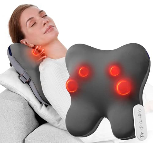 BOB AND BRAD Rücken und Nackenmassagegerät zur Schmerzlinderung, EZBack-R Shiatsu-Rückenmassagegerät mit Wärmefernbedienung, elektrisches Massagekissen für Schulter- und Beinschmerzen, tolle Geschenke