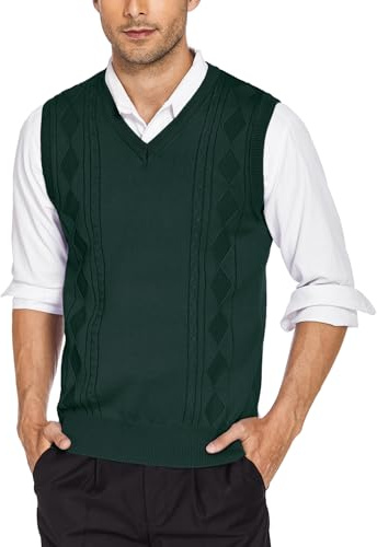 COOFANDY Men's Sleeveless Jumpers V-Neck Sweater Vest Knitted Gilets Winter Tank Top Jumper Vest Pullover Ribbed Knit Waistcoat