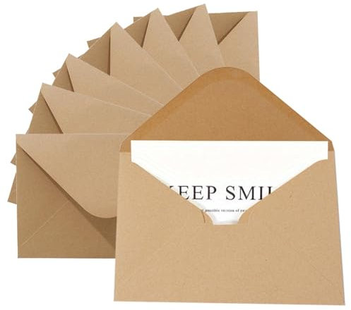 50 Stück Vintage Kraftpapier Briefumschläge, Braun Briefumschläge Ohne Fenster Kraftpapier Umschläge Kuverts mit Nassklebung, Kraftpapier Umschläge für Grußkarten Geburtstagskarten Einladungen