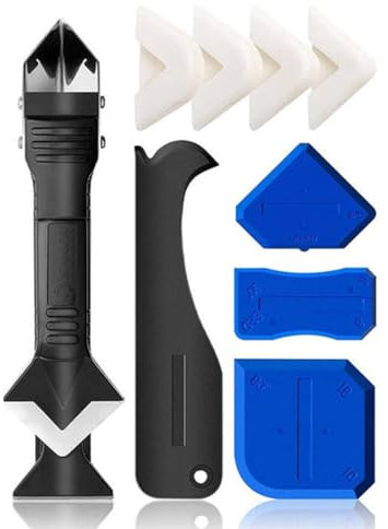 Outil de retrait du Silicone,Outils de Calfeutrage en Silicone,Outils de l'enlève Joint 5 en 1, Enlever Joint Silicone kit de Lisseur de Joints Silicone Grattoir à Coulis