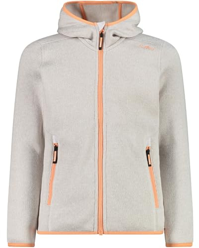 CMP Mädchen Jacke Fleecejacke Outdoorjacke Strickjacke Knit-Tech, Farbe:Beige, Größe:164, Artikel:-01XT Vanilla/Salmon