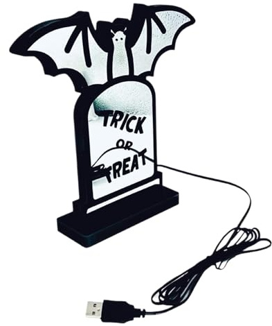 Yongmcxhhj Luce notturna di Halloween, pietra tombale luce di Halloween con supporto, illuminazione da tavolo alimentata tramite USB, decorazione per casa, cortile, famiglia, vacanze