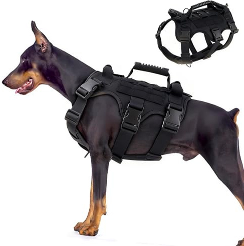 KINDLUME Arnés Perro Grande Sin Tirones, Arnés Antitirones, Perro Pequeño, Seguridad a Prueba de Escape con 3 Asas, Chaleco Cómodo de Diseño Táctico, para Entrenamiento, Senderismo, Paseo
