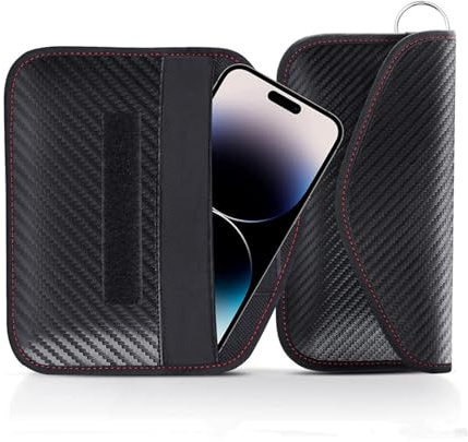 Homiladi Faraday Pouch for Car Keys & Phones | Faraday Bag RFID Blocker for Car Security | Keyless Anti-Theft Signal Blocking Pouch for Cards | Waterproof Entry Blocker Protector(Black)​​