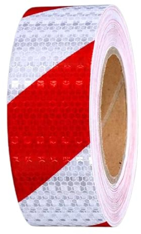 EVBOTGEE Bande réfléchissante rouge et blanche, 25 m x 5 cm, autocollante, autocollante de signalisation, autocollant réfléchissant imperméable pour vélos, véhicules, voitures, usage extérieur