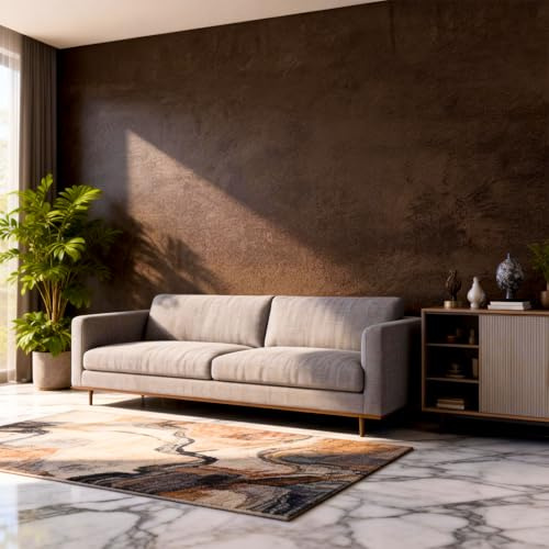 Bumoo Deep Brown Peel and Stick Wallpaper Concrete 16 x118 Caramel Limewash Self-Adhesive Contact Paper Stained Cement Waterproof Countertop Stone Texture Vinyl for Bedroom Kitchen Living Room