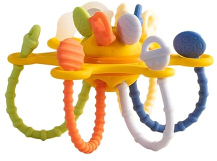 Yhsioaklo Juguete para Niños Pequeños: Viaje con Cuerda para Tirar, Silicona De Alimenticio, Mordedor De Goma con Textura Flexible | Ayuda para La Dentición para El Desarrollo De Habilidades Mo