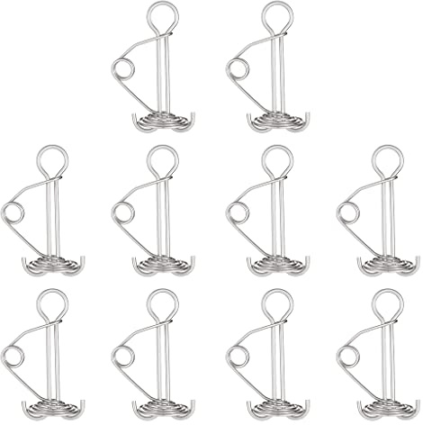Bwuikim Paquete de 10 estacas para tienda de campaña con hebilla de resorte, pinza de cubierta y clips de mosquetón para camping, al aire libre, tablón, tienda de campaña, ajustador de cable, acero