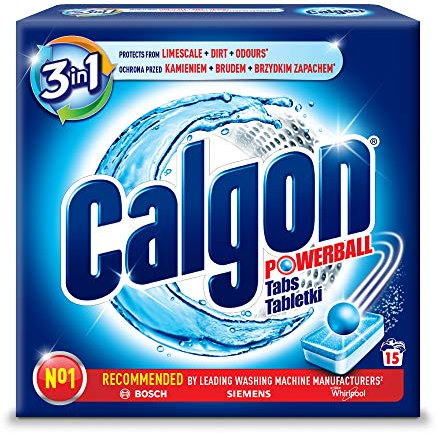 Calgon 2-in-1 Tabs, Water Softener Against Limescale and Dirt in the Washing Machine, Pack of 15