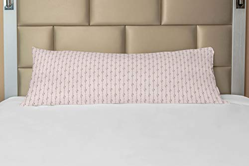 Ambesonne Valentine's Day Body Pillow Case Cover with Zipper, Endless Eternal Love Hand Drawn Hearts in Stripe Row Image, Decorative Accent Long Pillowcase, 21 x 54, Pale Pink and Black