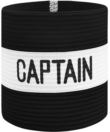 Mezeic Classic Captain's Armband for Soccer Training, Adults & Youths Elastic Arm Band Captain Armbands Team Sports Accessories - Junior,Black