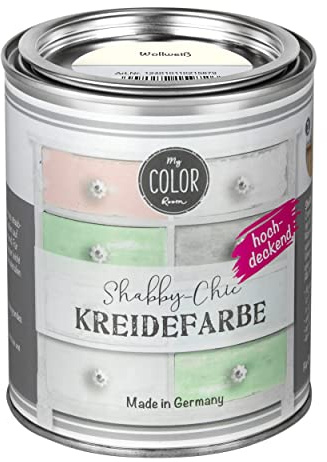 My COLOR Room Shabby Chic Kreidefarbe 750 ml - Wollweiß - Küchenmöbellack und Möbelfarbe ohne Schleifen. Wasserbasiertes Chalk Paint, für Holz & mehr mit hoher Deckkraft u. schnell trocknend