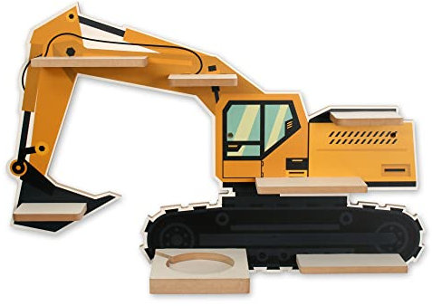 Regal „Bagger“ geeignet für Toniebox und Tonies inkl. 40 Metallplättchen für Flexible Befestigung der Tonie Figuren (Bagger)