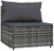 vidaXL Garten Mittelsofa, Gartensofa mit Kissen Stahlrahmen, Modular Sofa für Garten Terrasse, Gartenmöbel Loungemöbel, Grau Poly Rattan