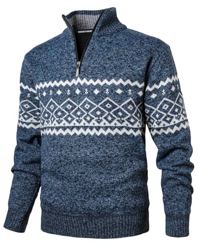 Herothorn Herren Fleecepullover mit Stehkragen und Reißverschlussr Microfleece Sweatshirt 1/4 Zip Langarm Leichter Turtleneck Strickpullover Grobstrick Verdickt Rollkragen