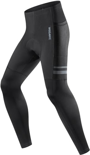 WOSAWE Pantalon de Cyclisme Homme Hiver Thermique VTT Compression Leggings Respirant 4D Rembourré Collant de Vélo (Nouveau Noir, XL)