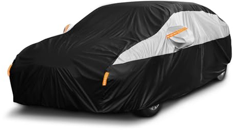 Car Cover Waterproof All Weather for Automobiles,10 Layers Outdoor Full Exterior Cover Rain Sun UV Snowproof Protection with 2 door Zipper Cotton Mirror Pocket,Fit Sedan Length (185-193/470-490 cm)
