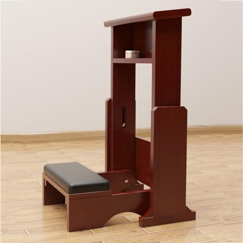 Gebetstisch aus Holz, Gebetsbankhocker, gepolsterter Kniehocker mit Ablage und Kissen, höhenverstellbare Kirchengebetsbank zum Knien zu Hause, Gebetsbank für religiöse Geschenke ( Color : Brown )