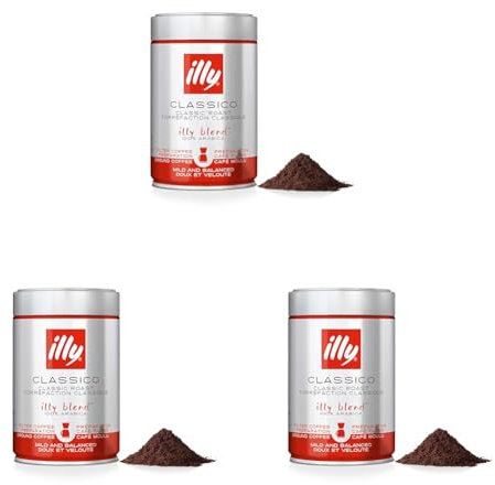 illy Classico Medium Roast Arabica Ground Coffee, 250g x3
