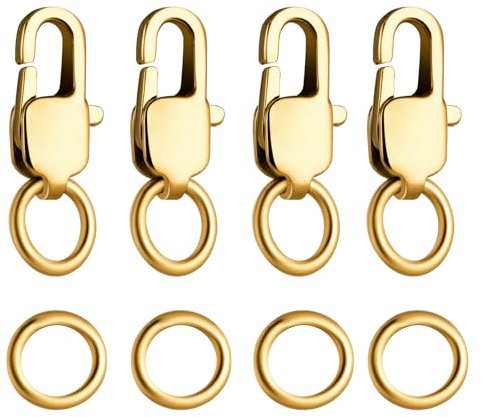 4 Stück Gold Kettenverschluss, Verschluss Kette Verschlüsse für Armbänder Armband Verschluss mit Biegeringen Schmuck Verschlüsse Ketten Verschlüssen Schmuckherstellung Zubehör