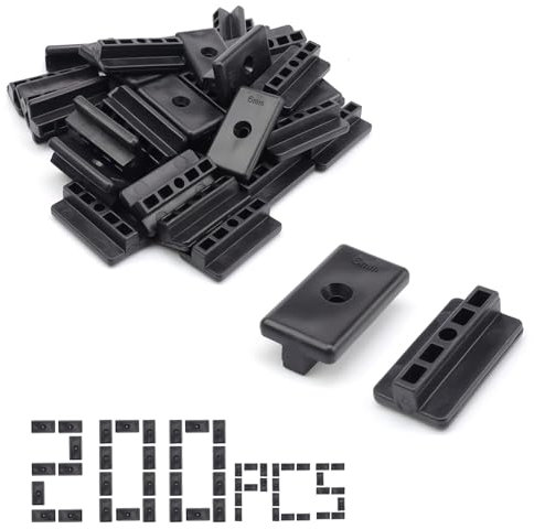 YFaith Clips de Plástico de 6 mm para Tablones 200 Piezas 6mm con Clips de Fijación en T para Terrazas Compuestas, Composite Decking Clips de Plástico, para Suelos, Balcones, Jardines