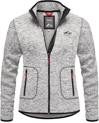 REPUBLIX Herren Fleecejacke Strickfleece Sweatjacke Männer Pullover Hoodie RD-029 Grau M