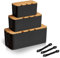 HOMIKLSA 3 Cajas Organizadoras de Cables con Tapa de Bambú - Gestor de Cables Multiusos para Oficina, Televisión y Escritorio (Negro)