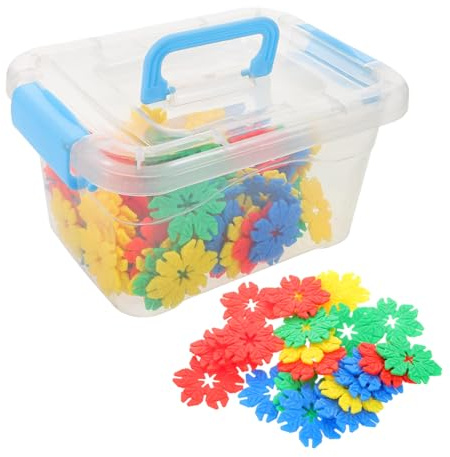 Sosoport Set di Blocchi da Costruzione in Plastica 70 Pezzi a Forma di Foglia e Fiocco di Neve Scatola Contenitore per Gioco Educativo Stem e Attività Creative per Bambini