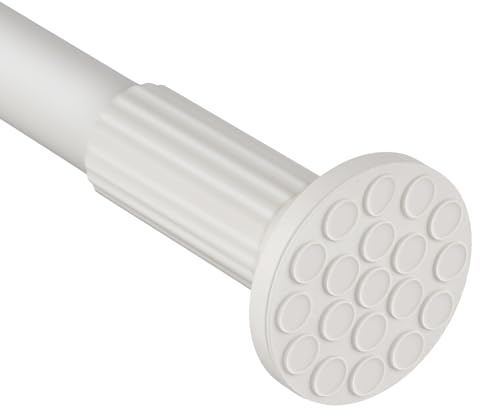 ZOCONE Tension Curtain Rod No Drilling 51-128 Inch (4.25-10.5Ft), Outdoor Curtain Rod for Patio, Heavy Duty Long Tension Rod, Adjustable Spring Loaded Shower Curtain Rod for Bathroom Window, White
