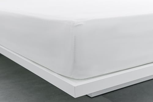 SEDALINNE - Sábanas Bajeras - Sábana Bajera 135x190 cm Ajustable - Sábana Bajera 100% Algodón - Calidad 144 Hilos - Cama 135x190/200 - Sábanas Suaves y Resistentes - Blanco