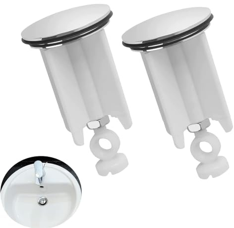 Frogetu 2 Stücke Abflussstopfen,Universal Waschbeckenstöpsel 40mm Abfluss-Stöpsel aus Messing mit Gummi,Stöpsel Waschbecken,für Waschbecken im Bad und Bidets Höhenverstellbar (Weiß2)