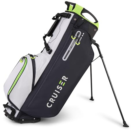 Cruiser CR-Hybrid Golf Stand & Trolley Bag – 10” 5-Way Divider Top - Unique Design Fits Easily on Golf Cart - Lightweight, 5 Pockets, Padded Shoulder Straps & Hip Rest - 3 Way Top Grab Handle