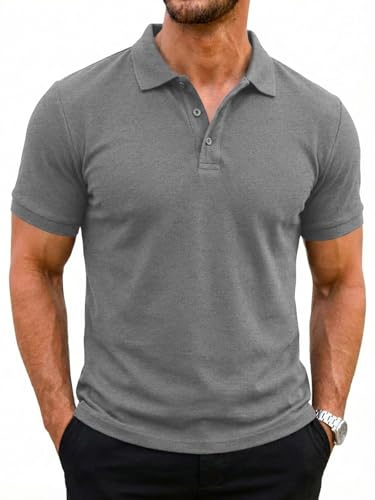 Runcati Pikétröja för män, kortärmad, sommar, tennis, t-shirt, män, enfärgad, golf, sport, polotröja, basic, normal passform, pikétröja