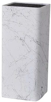 Bloc à couteaux en plastique, support de rangement cuisine insertion libre, noir et blanc, chef avec poils, outil d'organisation table(White)