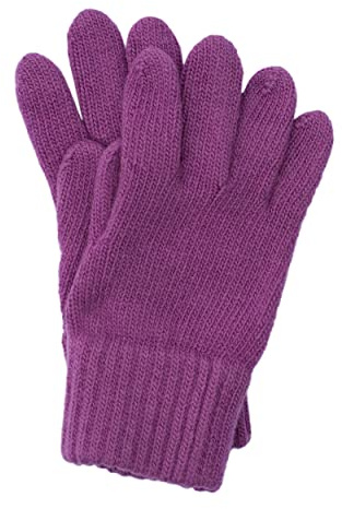FosterNatur, Guantes para dedos para niños/Guantes de punto/Guantes de lana, 100% lana merina extrafina, morado, 5