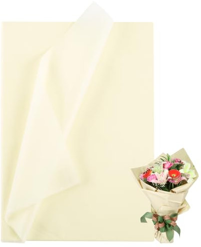 Naler Tissue Paper for Gift 60 Sheets Beige Tissue Paper 35x50cm for Paper Flowers, Shredded Paper for Gift Box, Gift Wrapping, Making Flower Pom Pom, Birthday Wedding Nursery Party Decoration