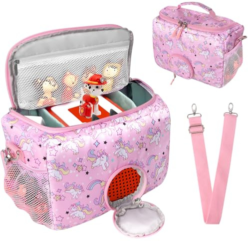 Tasche for Toniebox, Transporttasche for Tonie Starter Set, Kopfhörer, Ladestation und Zubehör, Aufbewahrungstasche für Toniebox Audio Player mit Reißverschluss und verstellbarem Riemen (Rosa)