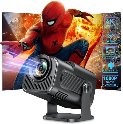 Mini 4K Portable Projector with WiFi 6 and Bluetooth - 1080P Support, 180° Rotatable 130'' Screen, Auto Keystone for Phone/TV Stick/Laptop (Black)