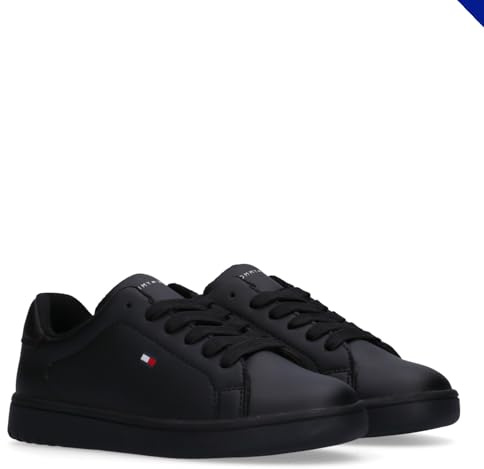 Tommy Hilfiger, Zapatilla de Deporte Plana, con Cordones, Jack, Negro, 33
